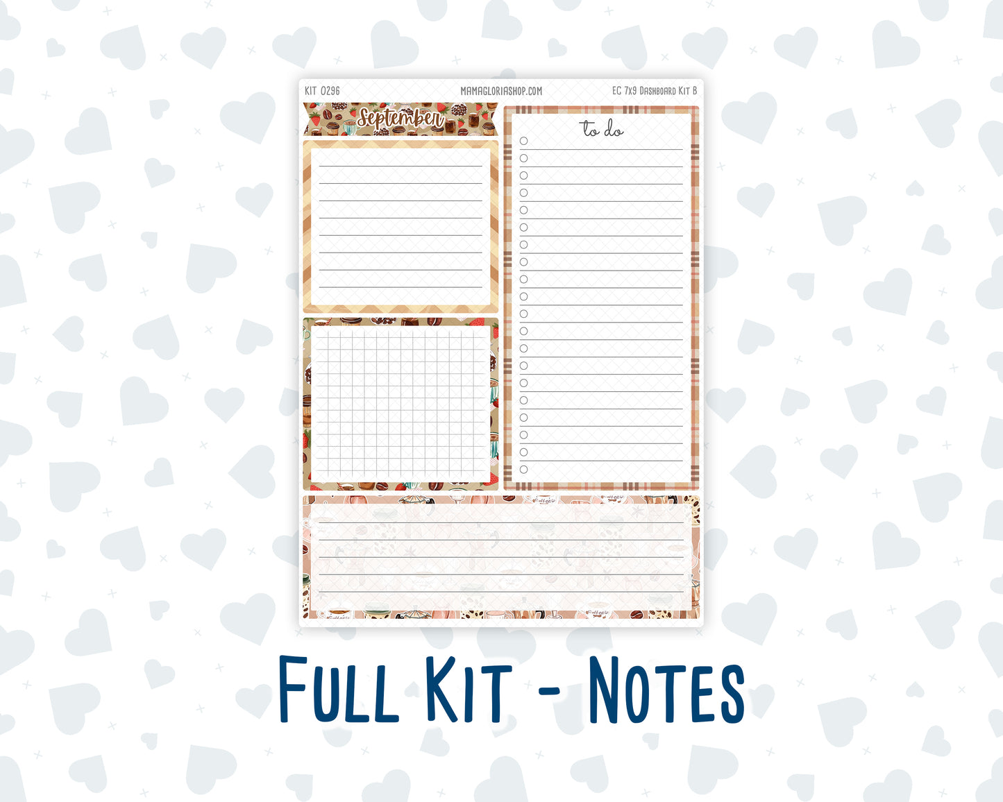 Kit 0296 - 7x9 - EC Notes Pages - Dashboard Kit | Productivity Page - September - Coffee Break