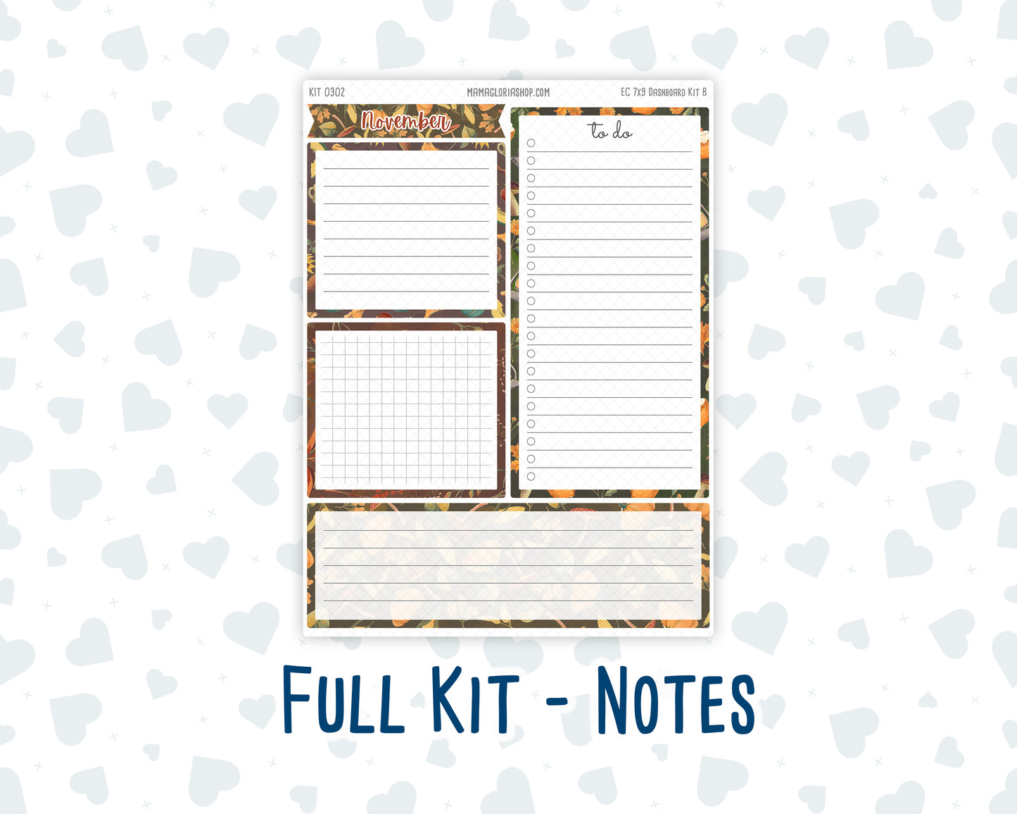 Kit 0302 - 7x9 - EC Notes Pages - Dashboard Kit | Productivity Page - November - Thankful Season