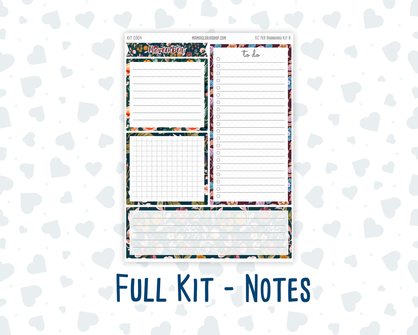 Kit 0304 - 7x9 - EC Notes Pages - Dashboard Kit | Productivity Page - November - Autumn In Bloom