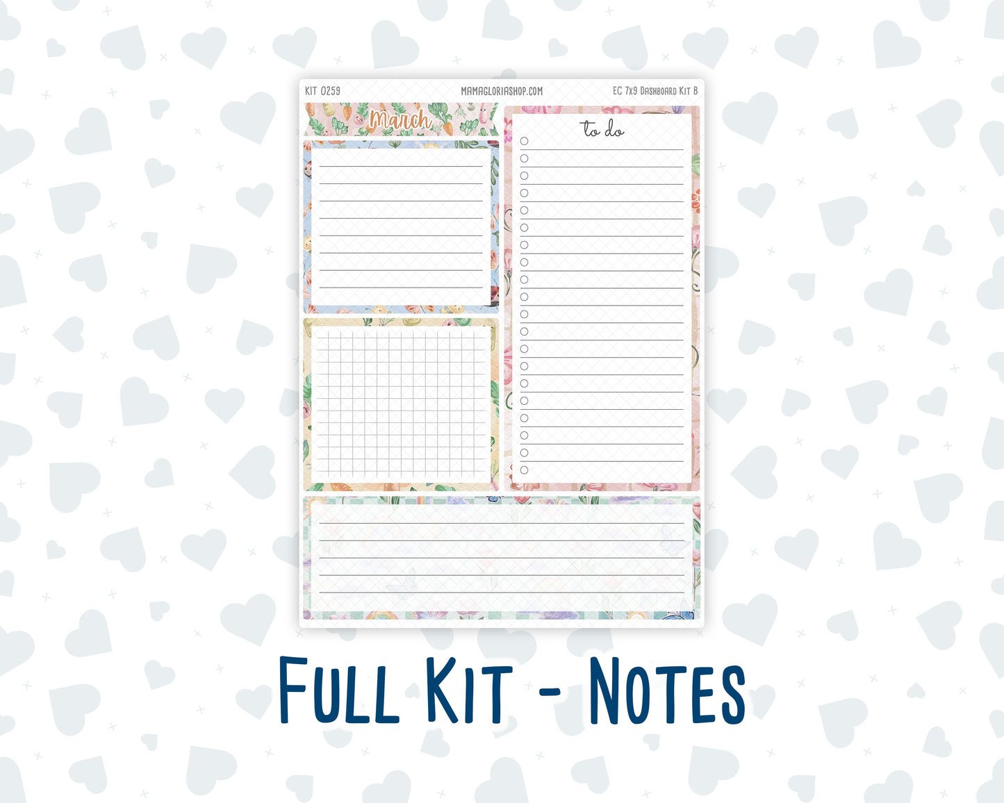 Kit 0259 - 7x9 - EC Notes Pages - Dashboard Kit | Productivity Page - March - Spring Garden Chores