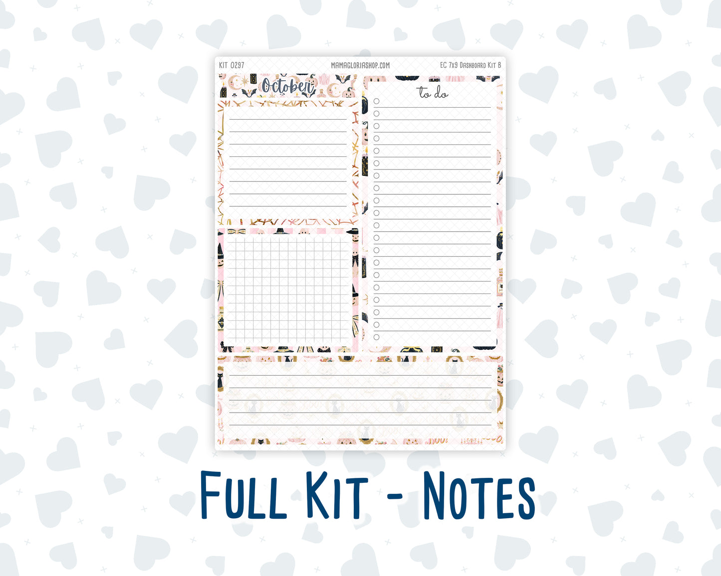Kit 0297 - 7x9 - EC Notes Pages - Dashboard Kit | Productivity Page - October - Pink Spell