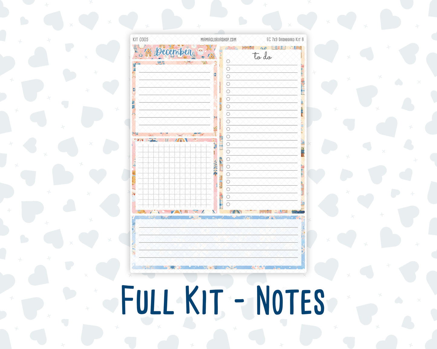 Kit 0305 - 7x9 - EC Notes Pages - Dashboard Kit | Productivity Page - December - Sugarplum Parade