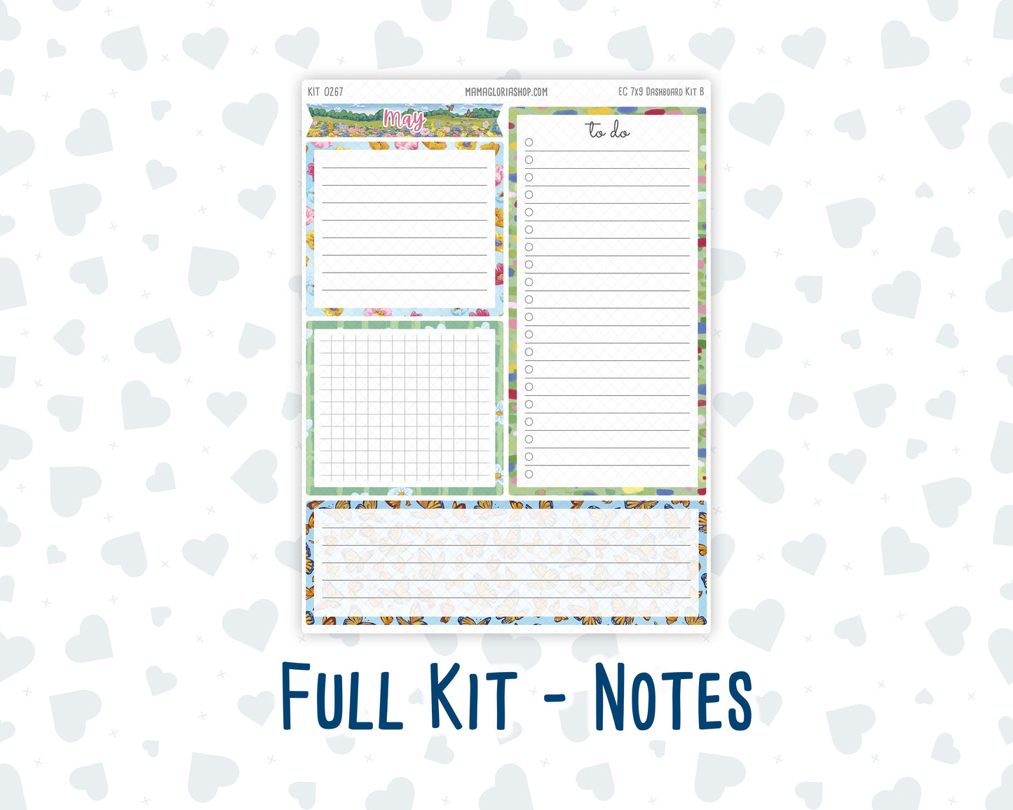 Kit 0267 - 7x9 - EC Notes Pages - Dashboard Kit | Productivity Page - May - Flowers For Mama