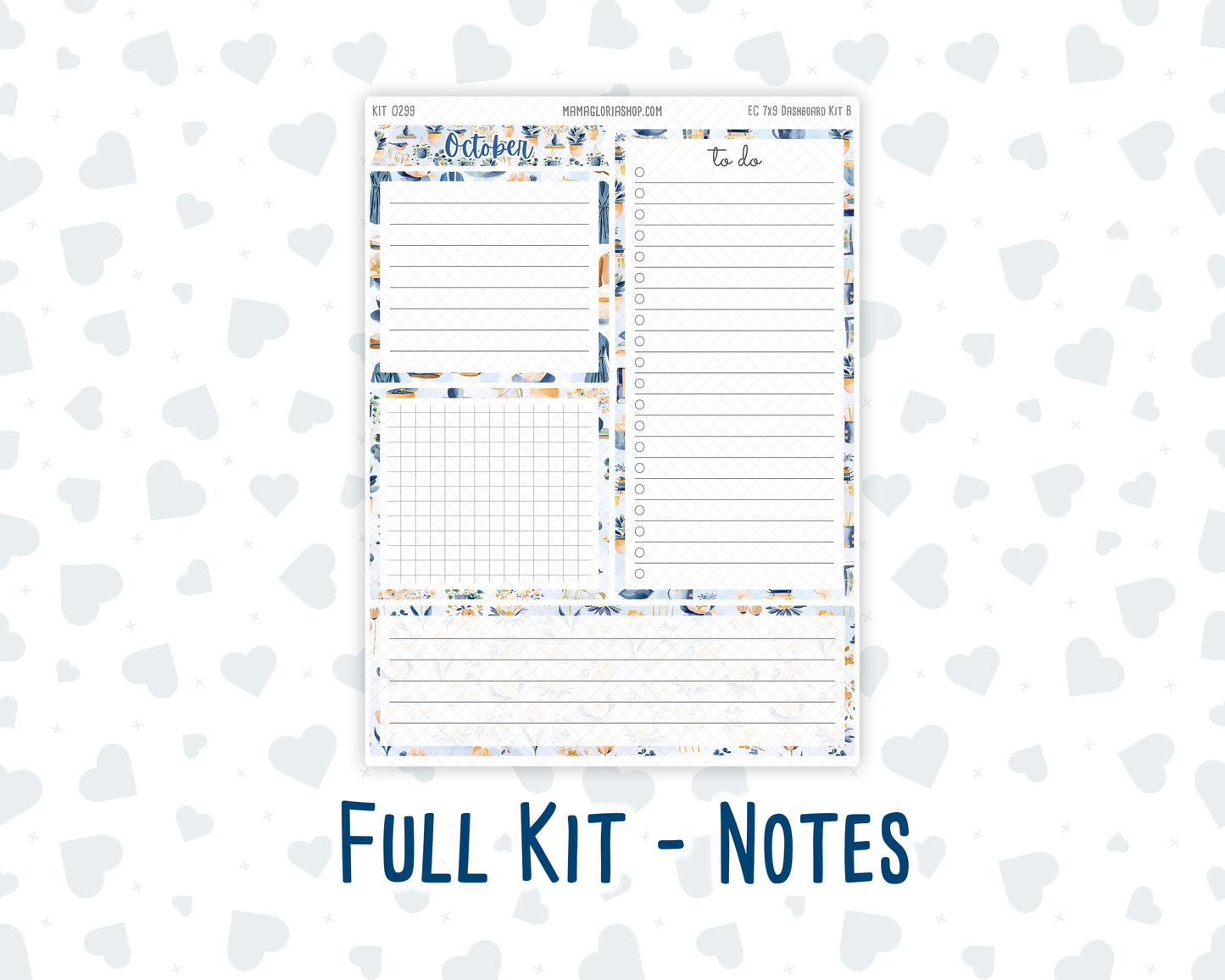 Kit 0299 - 7x9 - EC Notes Pages - Dashboard Kit | Productivity Page - October - Book Nook