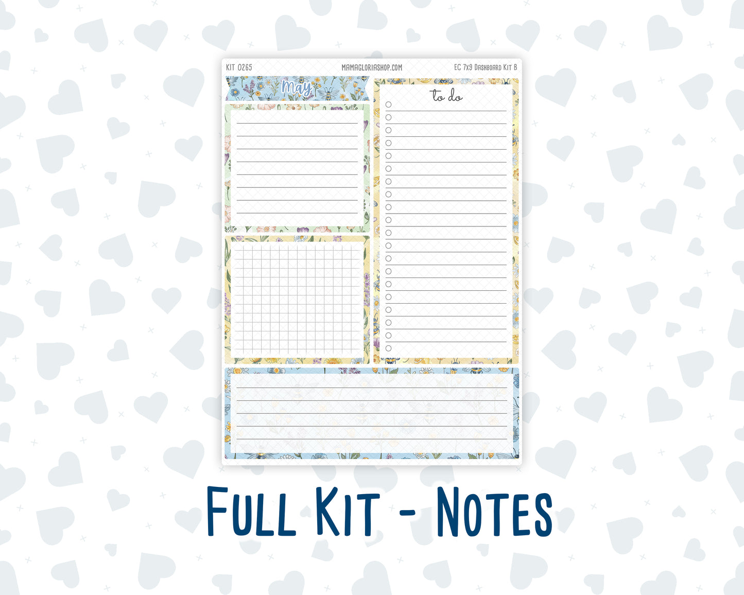 Kit 0265 - 7x9 - EC Notes Pages - Dashboard Kit | Productivity Page - May - Honeybee Sky