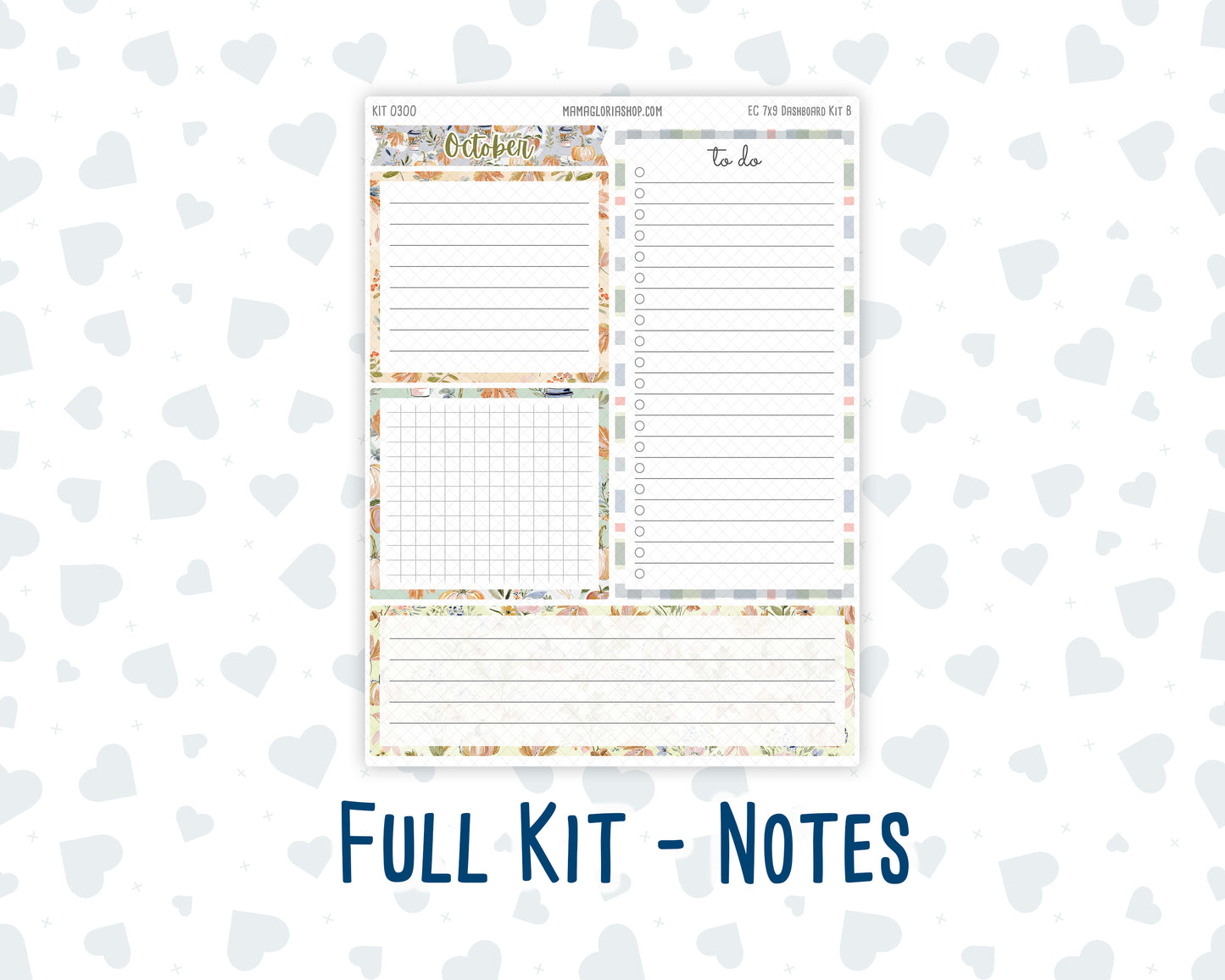 Kit 0300 - 7x9 - EC Notes Pages - Dashboard Kit | Productivity Page - October - Autumn Stroll