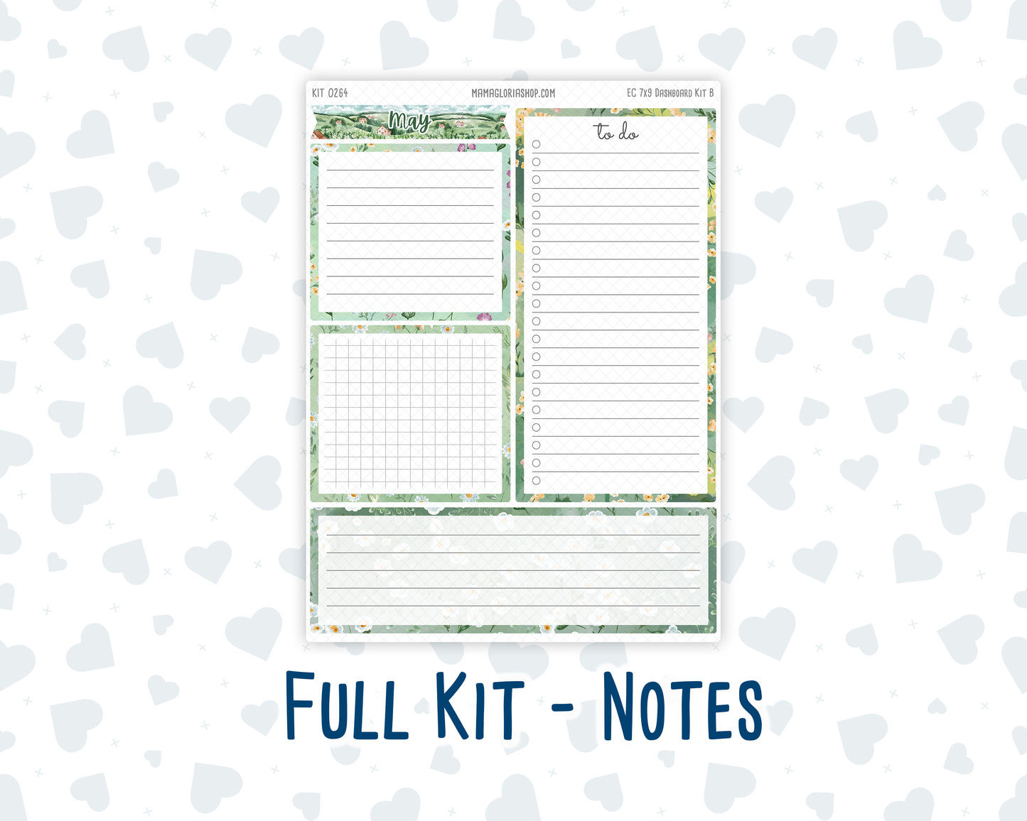 Kit 0264 - 7x9 - EC Notes Pages - Dashboard Kit | Productivity Page - May - Spring Walk