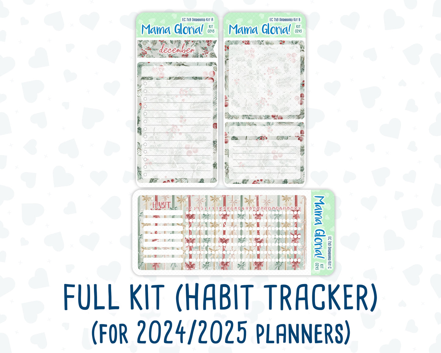Kit 0245- 7x9 - EC Notes Pages - December - Vintage Christmas - Dashboard Kit | Productivity Page