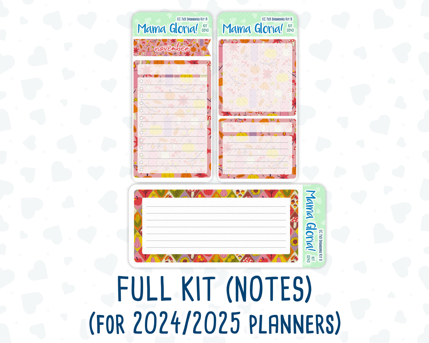 Kit 0240- 7x9 - EC Notes Pages - November - Cozy Thanksgiving - Dashboard Kit | Productivity Page