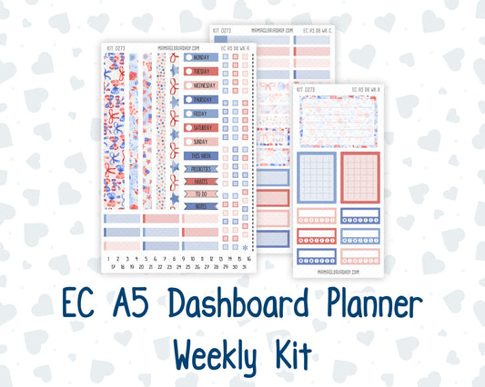 Kit 0273 - A5 - EC Dashboard Planner - July - Americana In Bloom