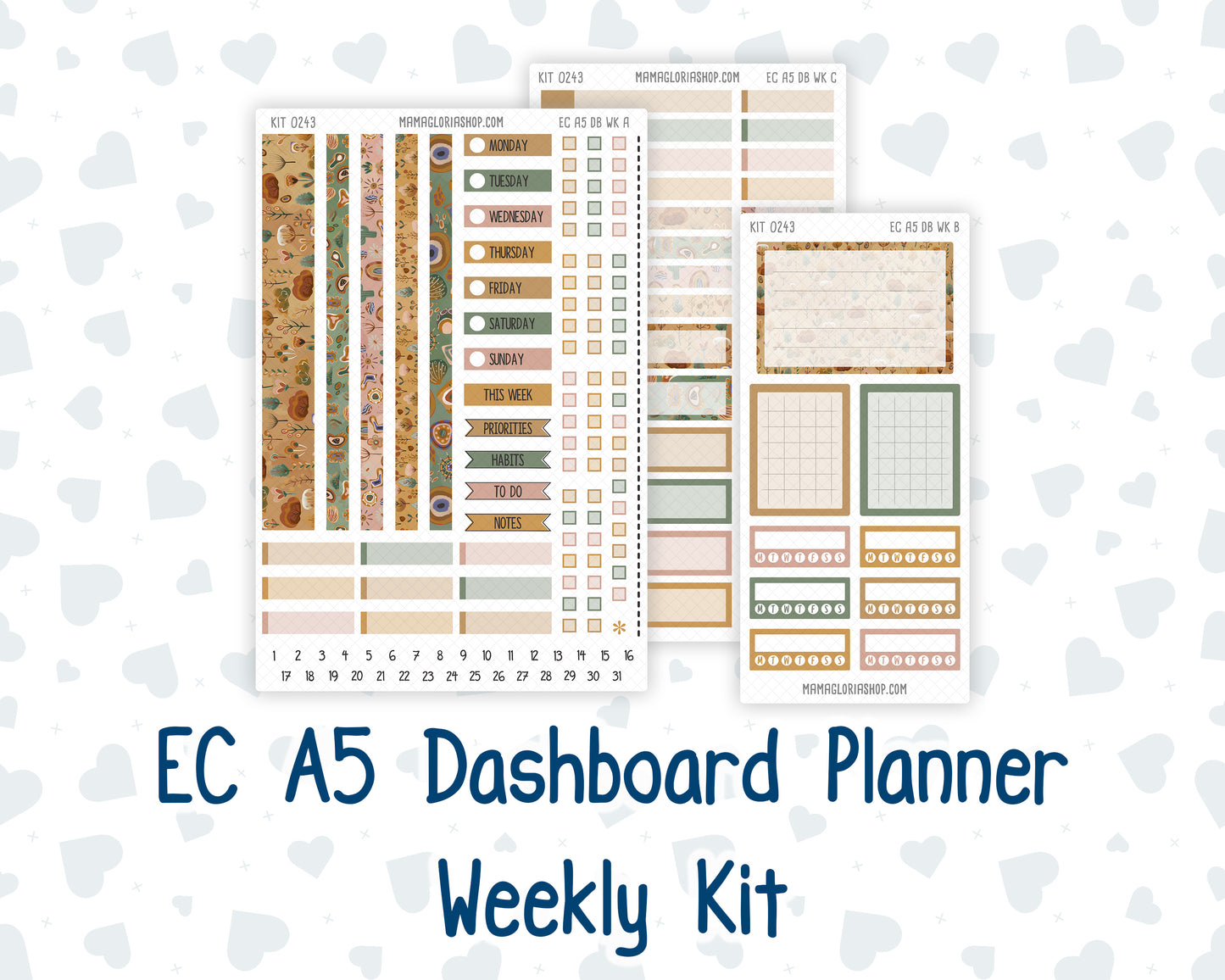Kit 0243 - A5 - EC Dashboard Planner - November - Boho Autumn