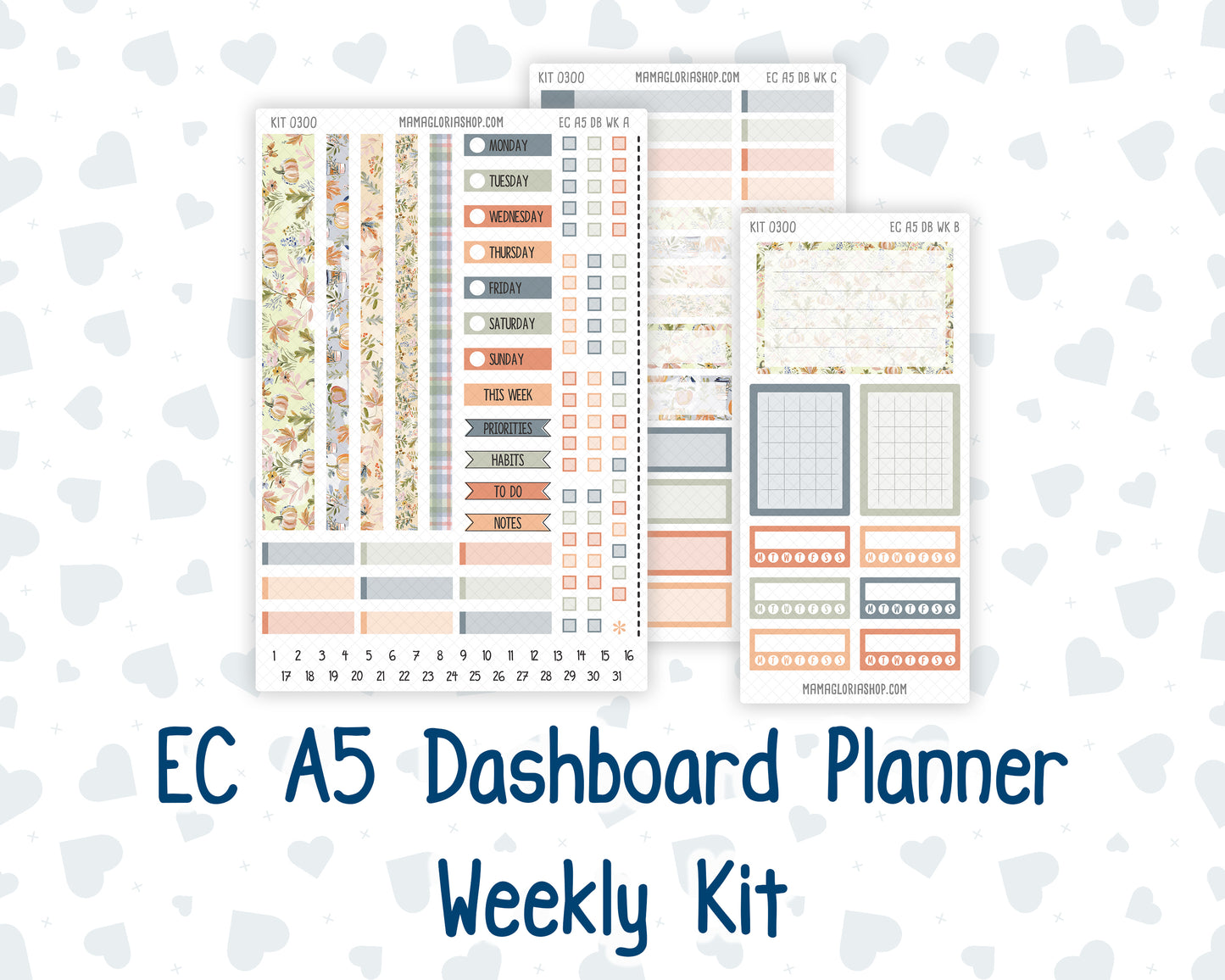 Kit 0300 - A5 - EC Dashboard Planner - October - Autumn Stroll