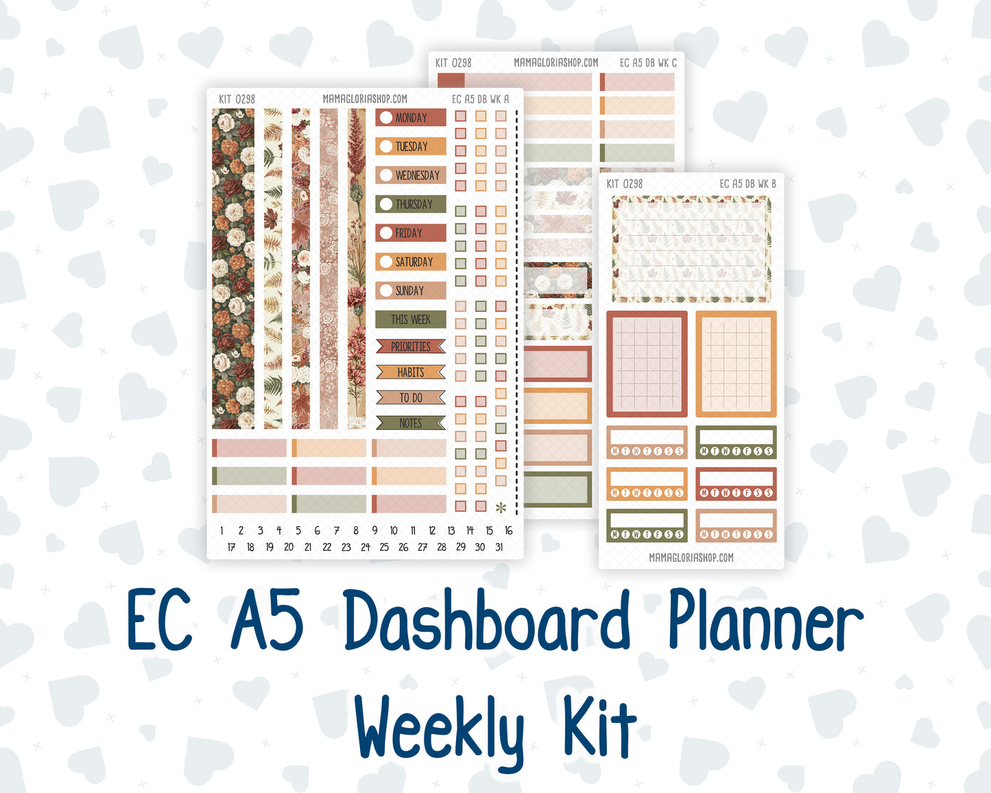 Kit 0298 - A5 - EC Dashboard Planner - October - Velvet Bloom