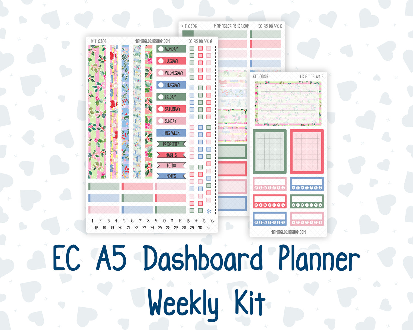 Kit 0306 - A5 - EC Dashboard Planner - December - Jolly Mischief