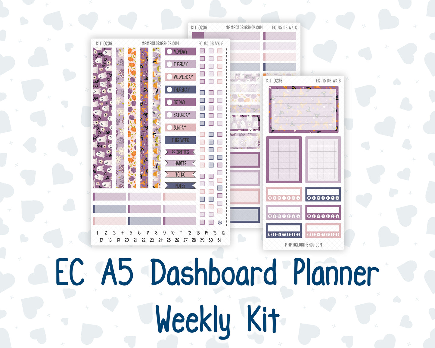 Kit 0236 - A5 - EC Dashboard Planner - October - Sweet & Spooky