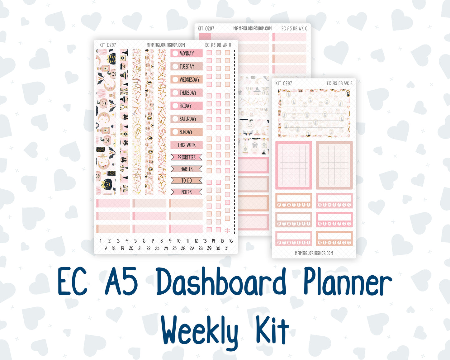 Kit 0297 - A5 - EC Dashboard Planner - October - Pink Spell