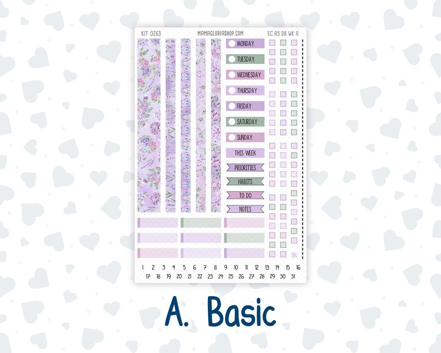 Kit 0263 - A5 - EC Dashboard Planner - April - Lavender Drift