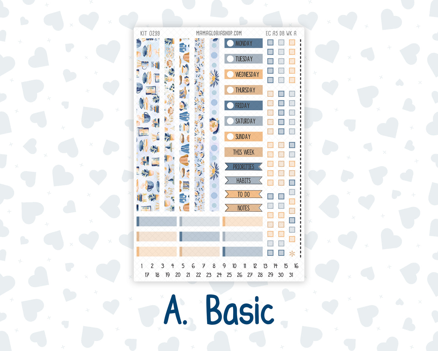 Kit 0299 - A5 - EC Dashboard Planner - October - Book Nook