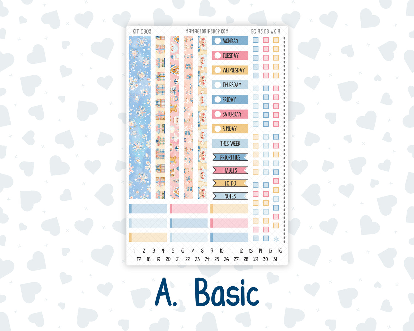 Kit 0305 - A5 - EC Dashboard Planner - December - Sugarplum Parade