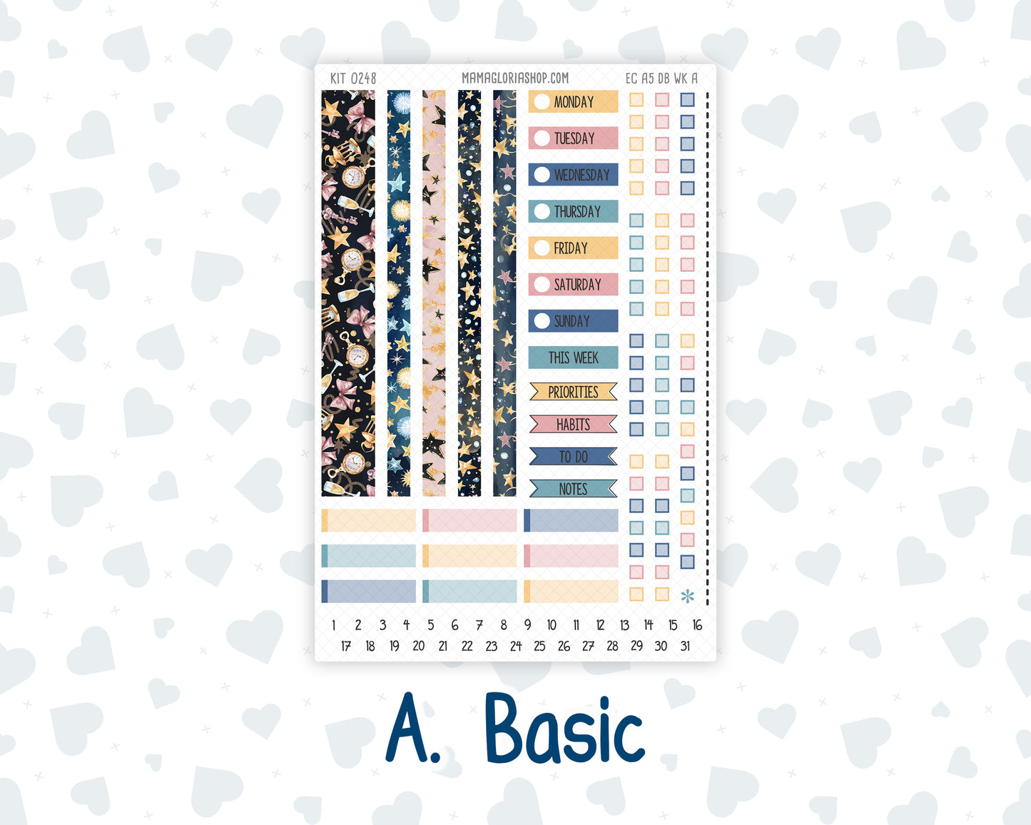 Kit 0248 - A5 - EC Dashboard Planner - January - Midnight Countdown