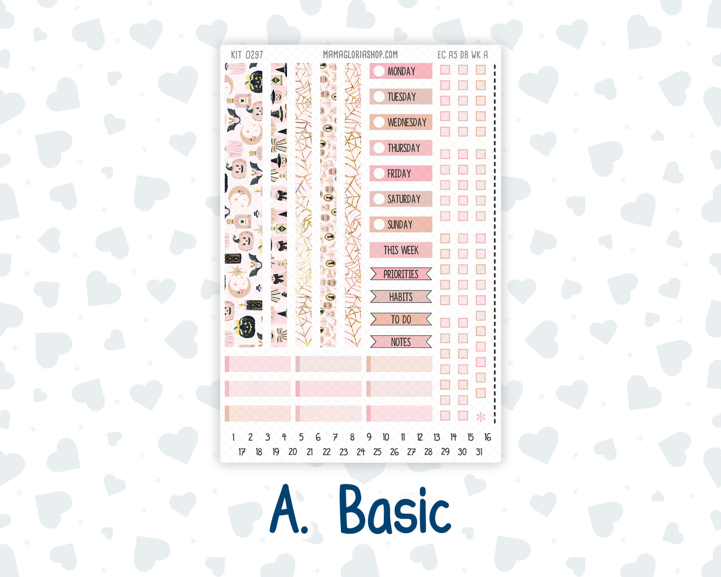 Kit 0297 - A5 - EC Dashboard Planner - October - Pink Spell