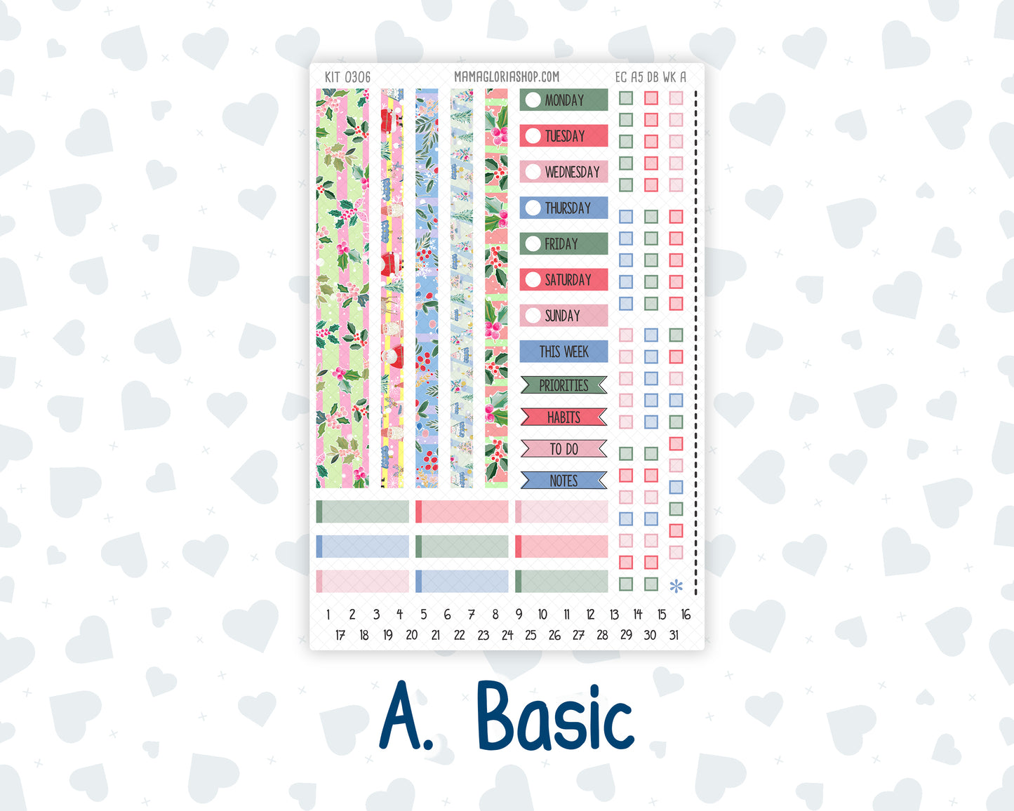 Kit 0306 - A5 - EC Dashboard Planner - December - Jolly Mischief