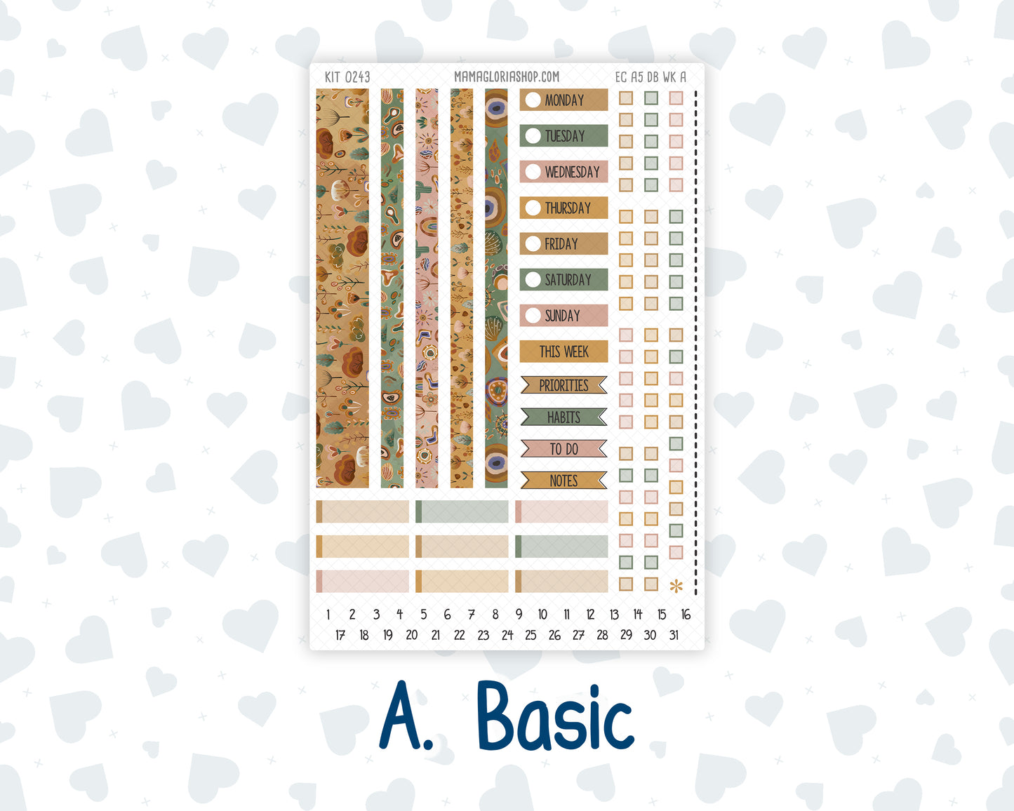 Kit 0243 - A5 - EC Dashboard Planner - November - Boho Autumn