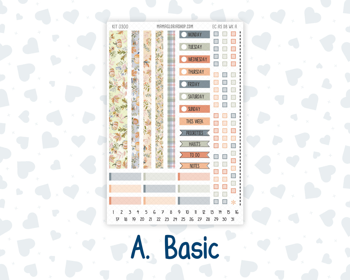 Kit 0300 - A5 - EC Dashboard Planner - October - Autumn Stroll