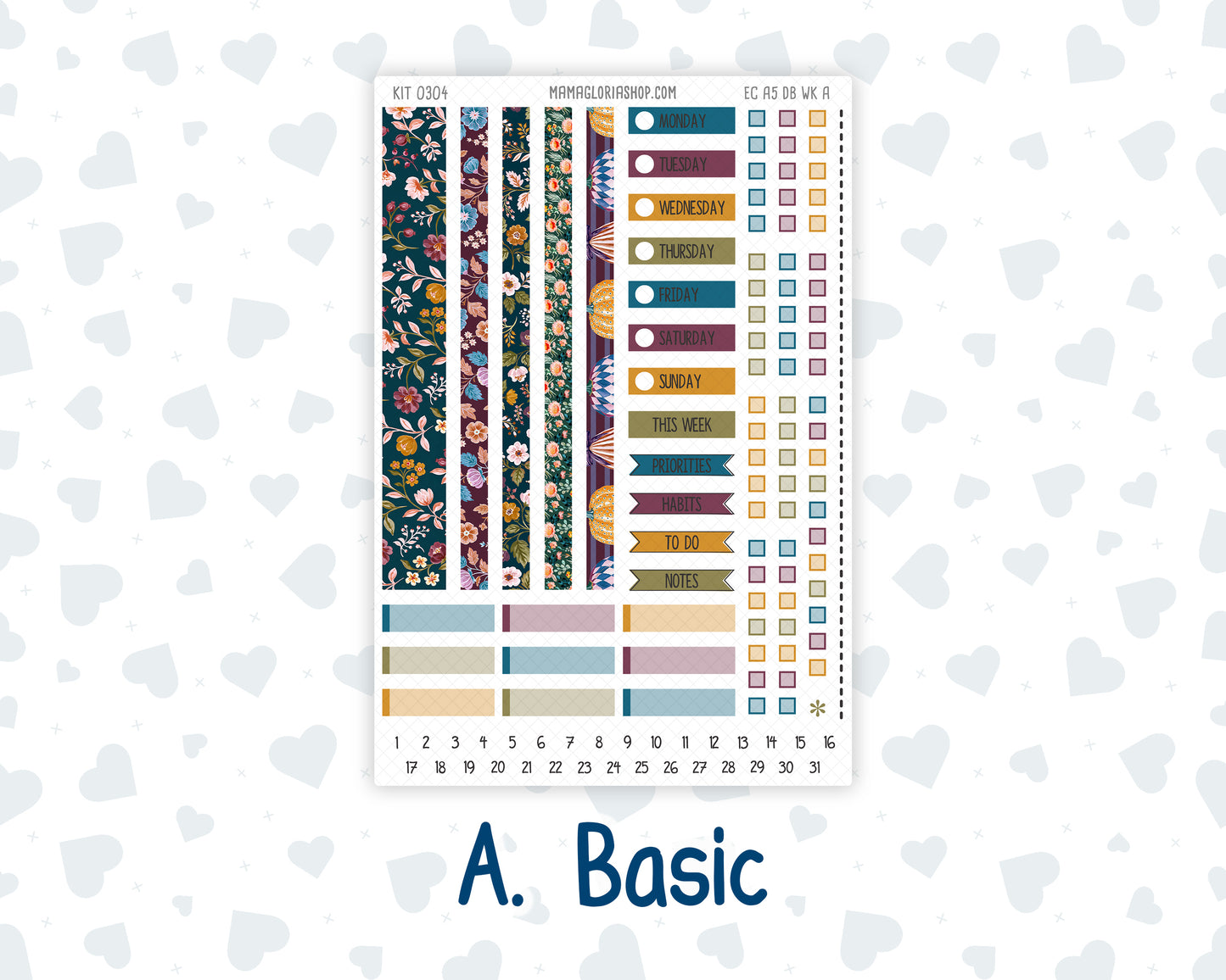 Kit 0304 - A5 - EC Dashboard Planner - November - Autumn In Bloom