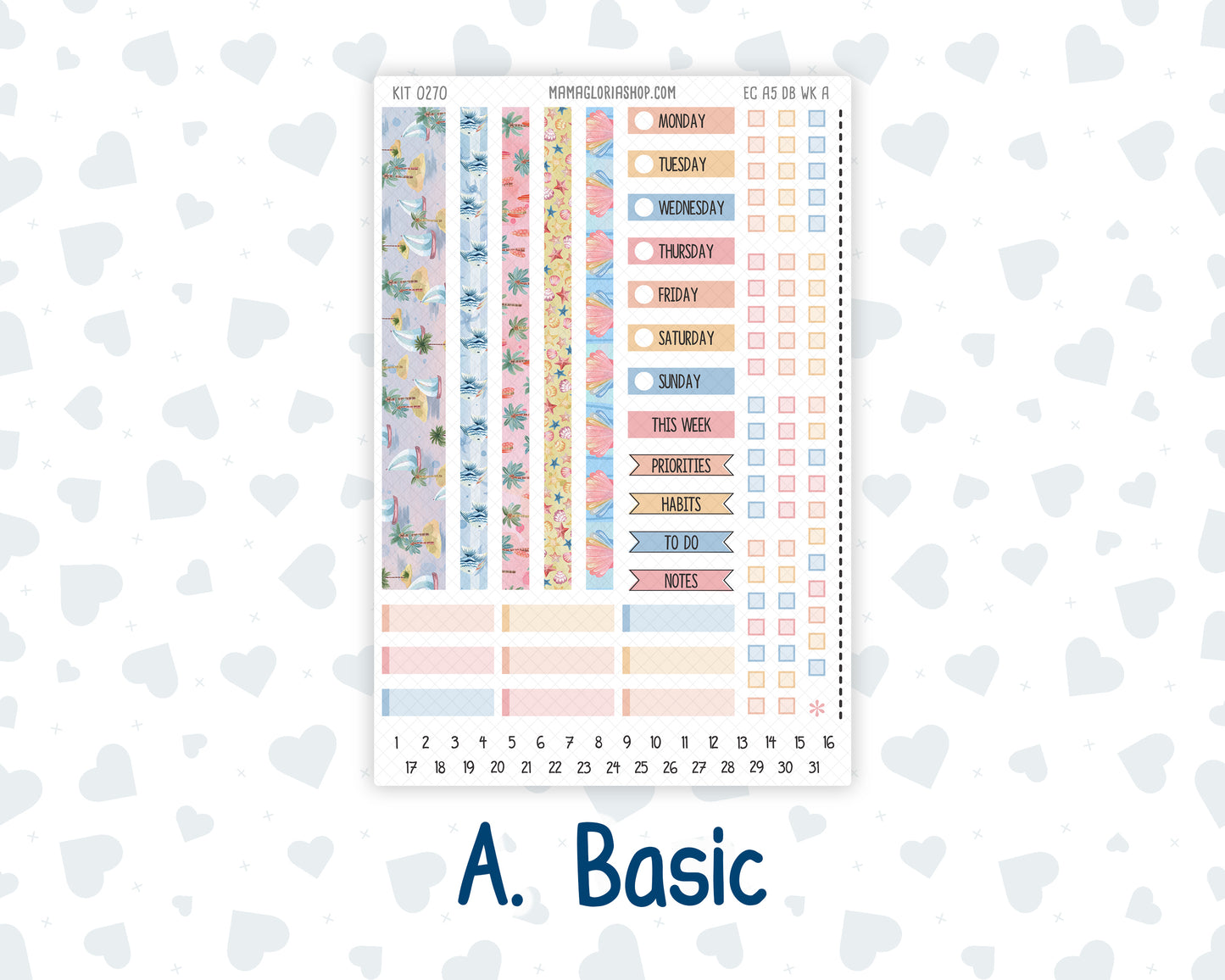 Kit 0270 - A5 - EC Dashboard Planner - June - Beachside Bliss