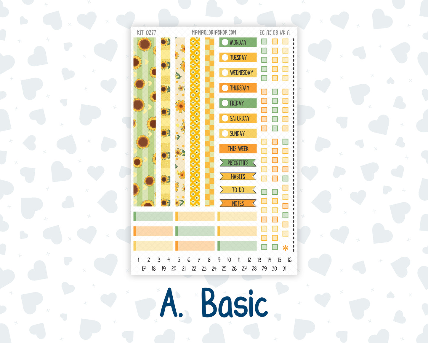 Kit 0277 - A5 - EC Dashboard Planner - August - Sunflower Drama Club
