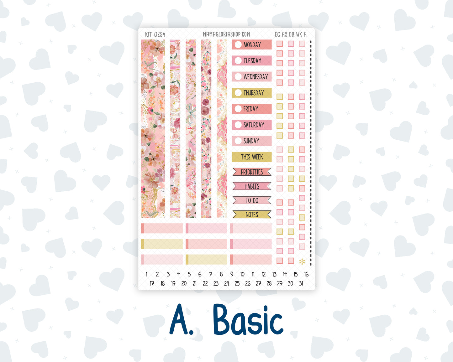Kit 0294 - A5 - EC Dashboard Planner - September - Rosy Reveria