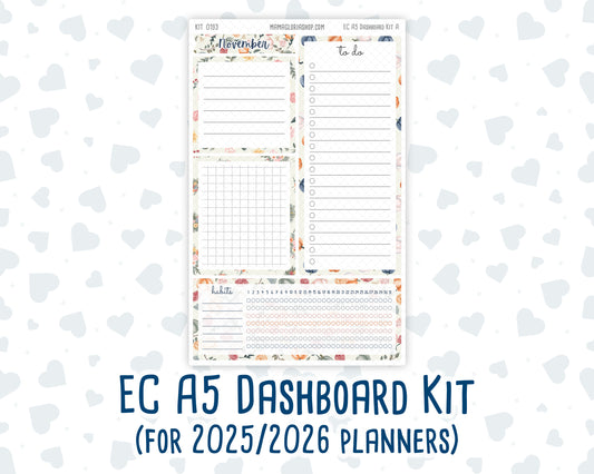 Kit 0193 - A5 - EC Notes Pages - November - Harvest Blooms - Dashboard Kit | Productivity Page