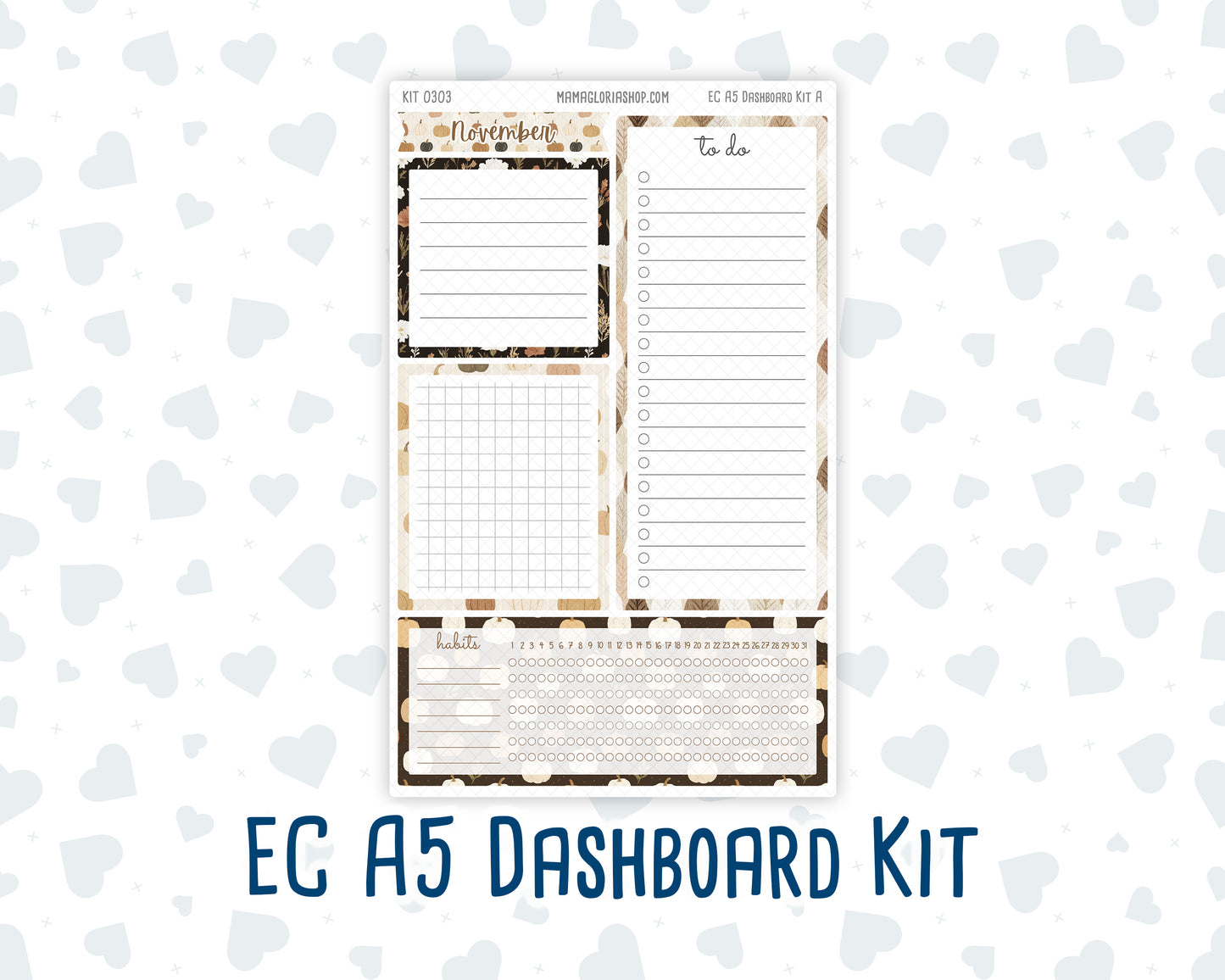 Kit 0303 - A5 - EC Notes Pages - Dashboard Kit | Productivity Page - November - Into The Woods