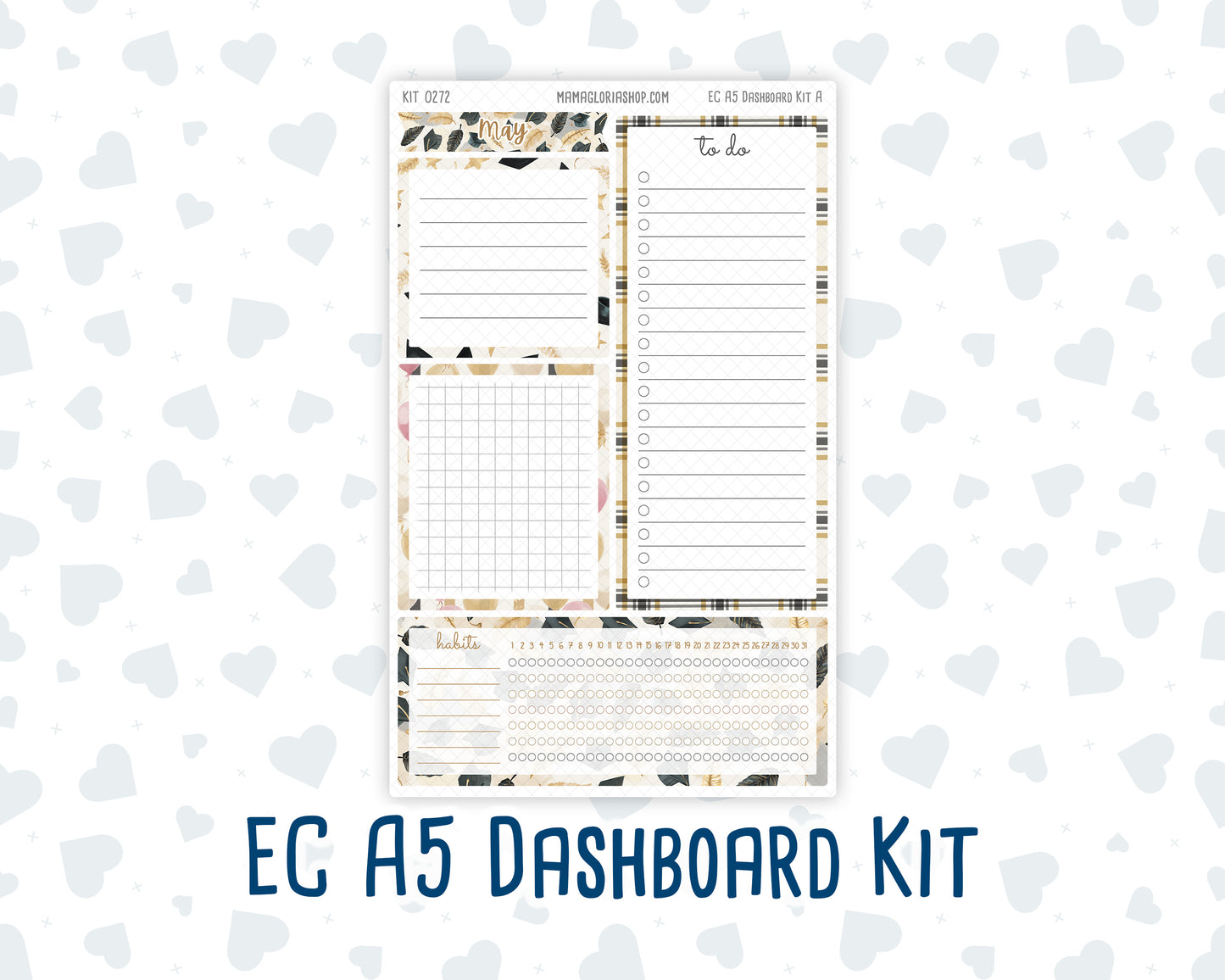 Kit 0272 - A5 - EC Notes Pages - Dashboard Kit | Productivity Page - May - Graduation