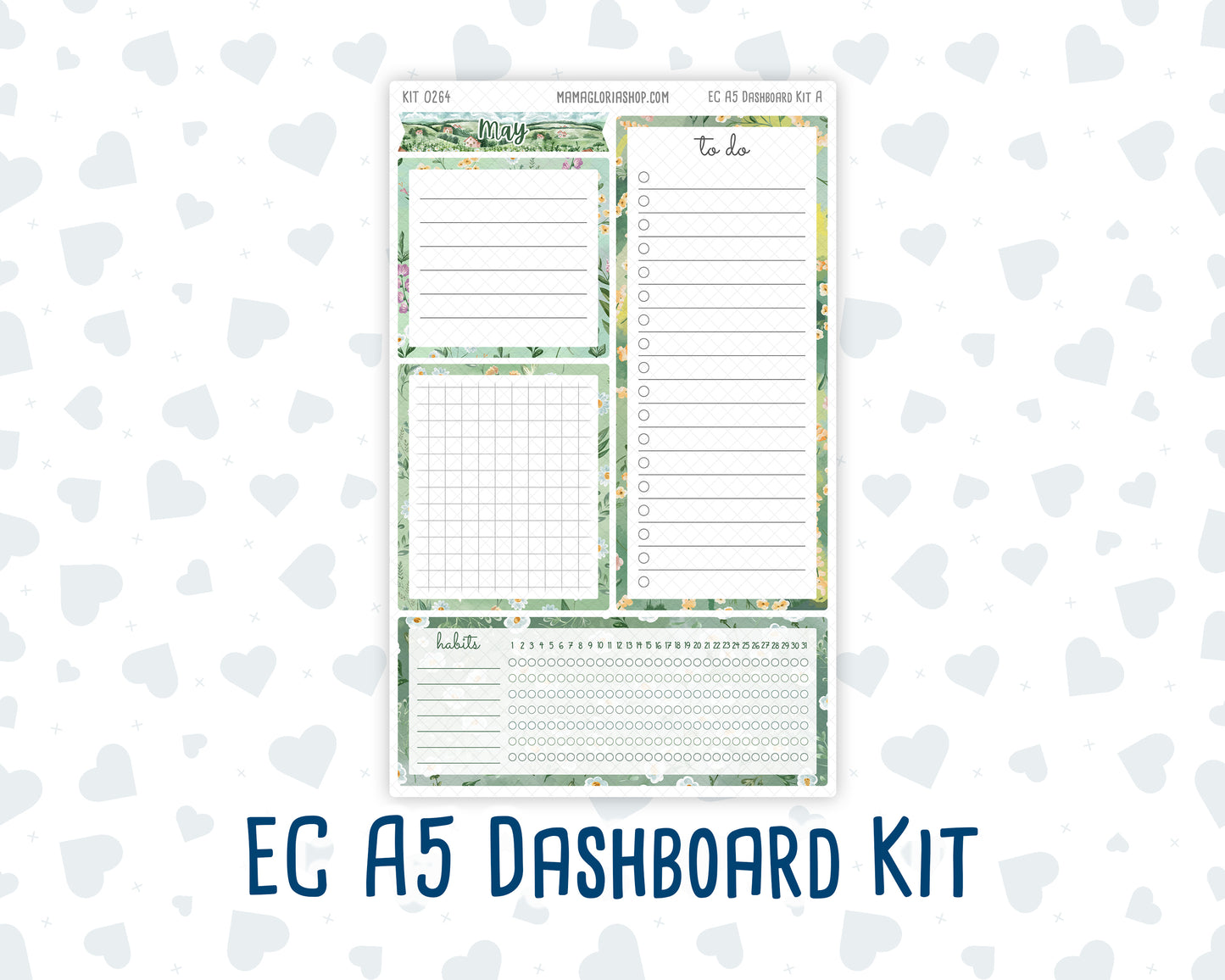 Kit 0264 - A5 - EC Notes Pages - Dashboard Kit | Productivity Page - May - Spring Walk