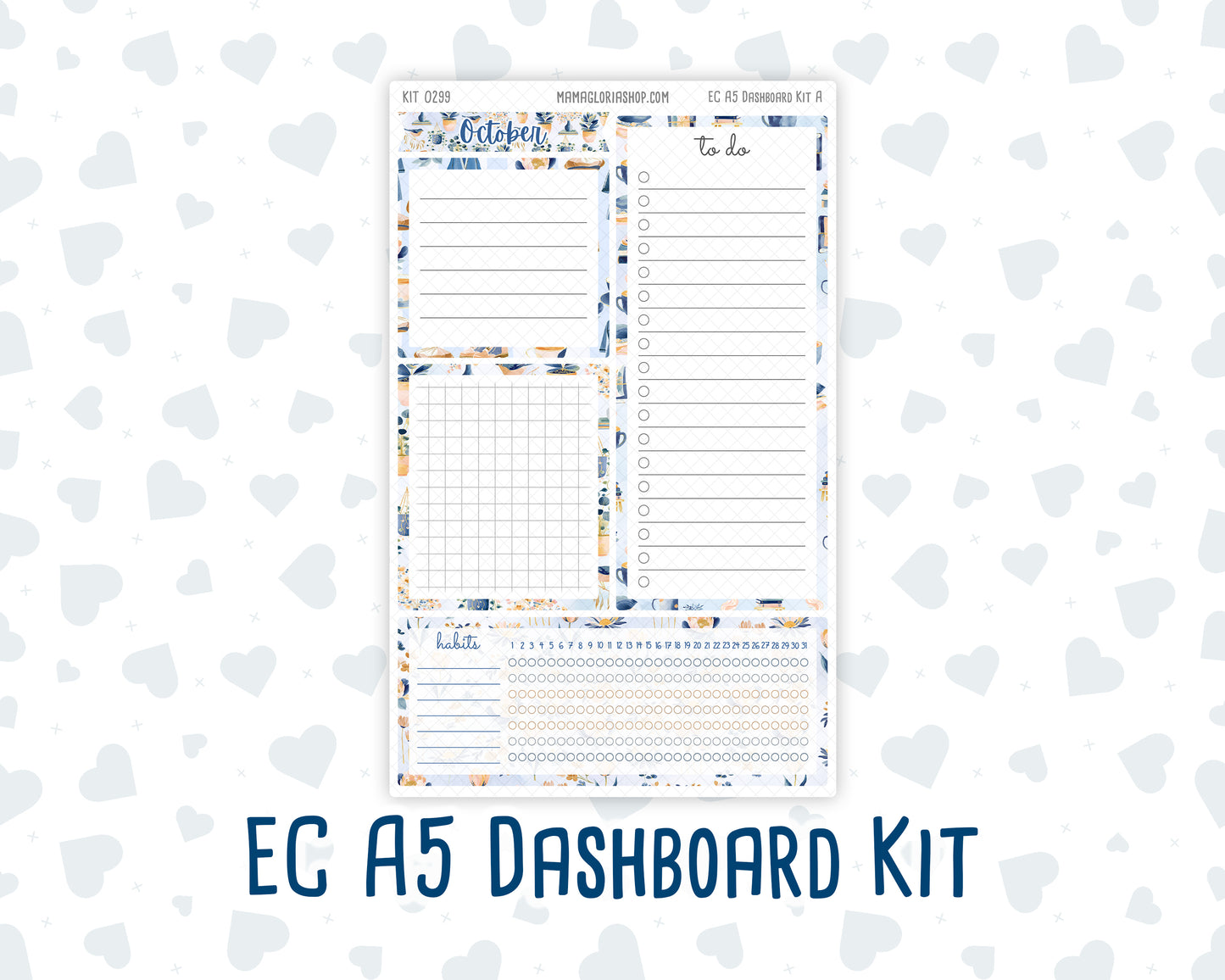 Kit 0299 - A5 - EC Notes Pages - Dashboard Kit | Productivity Page - October - Book Nook
