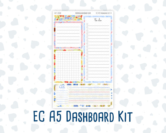 Kit 0269 - A5 - EC Notes Pages - Dashboard Kit | Productivity Page - June - Dolce Mare