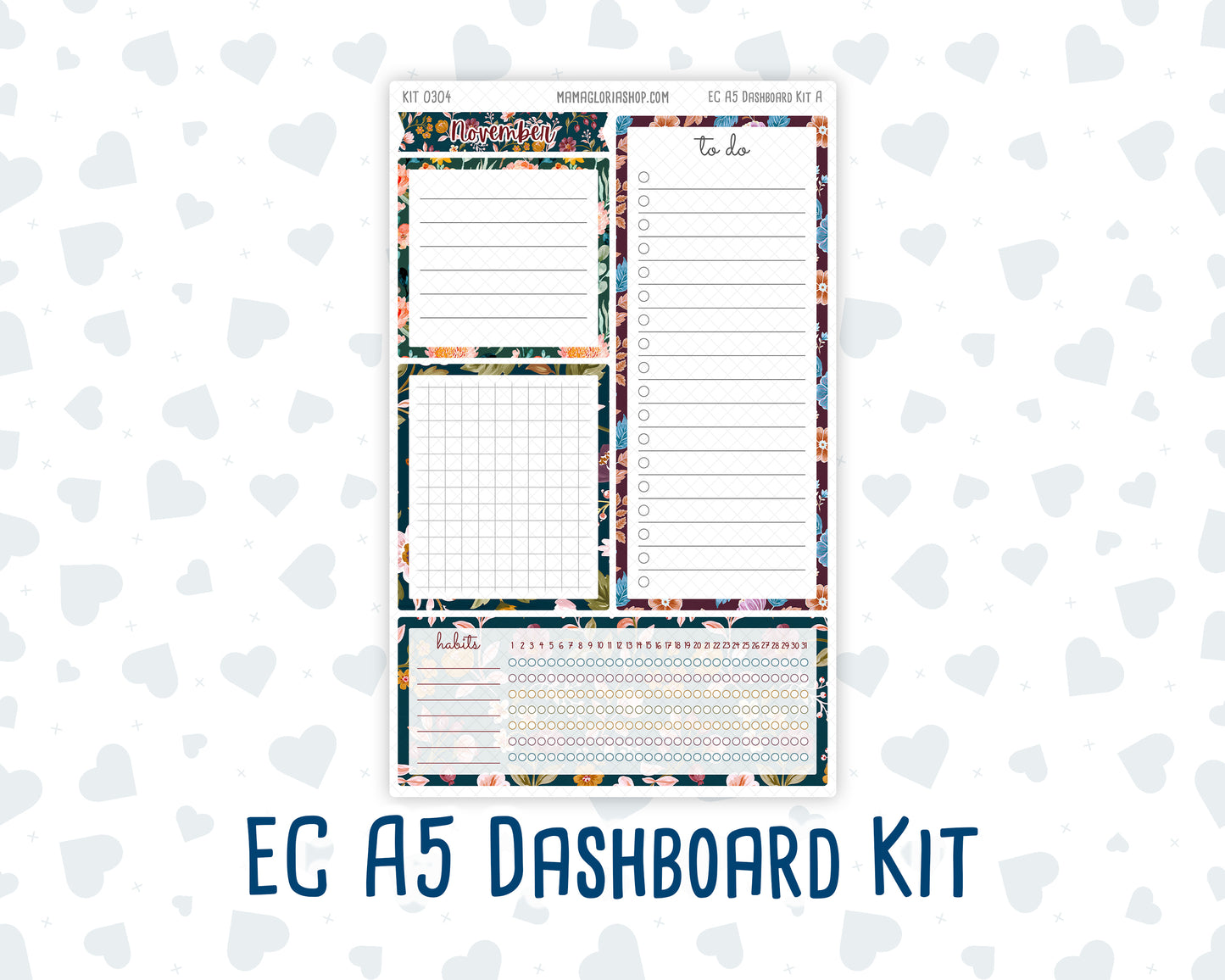 Kit 0304 - A5 - EC Notes Pages - Dashboard Kit | Productivity Page - November - Autumn In Bloom