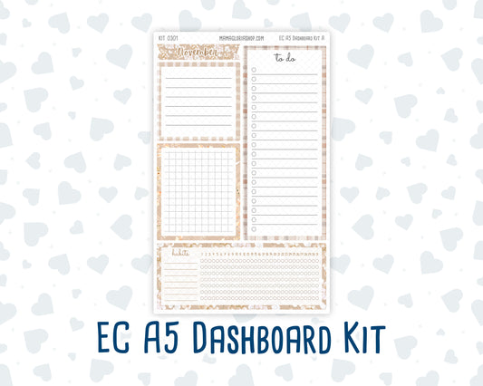 Kit 0301 - A5 - EC Notes Pages - Dashboard Kit | Productivity Page - November - Sunday Comfort
