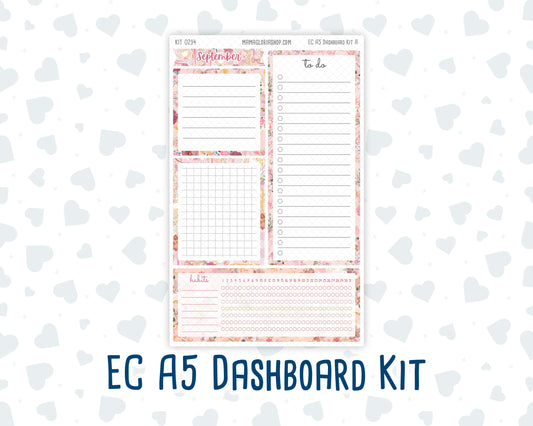Kit 0294 - A5 - EC Notes Pages - Dashboard Kit | Productivity Page - September - Rosy Reveria