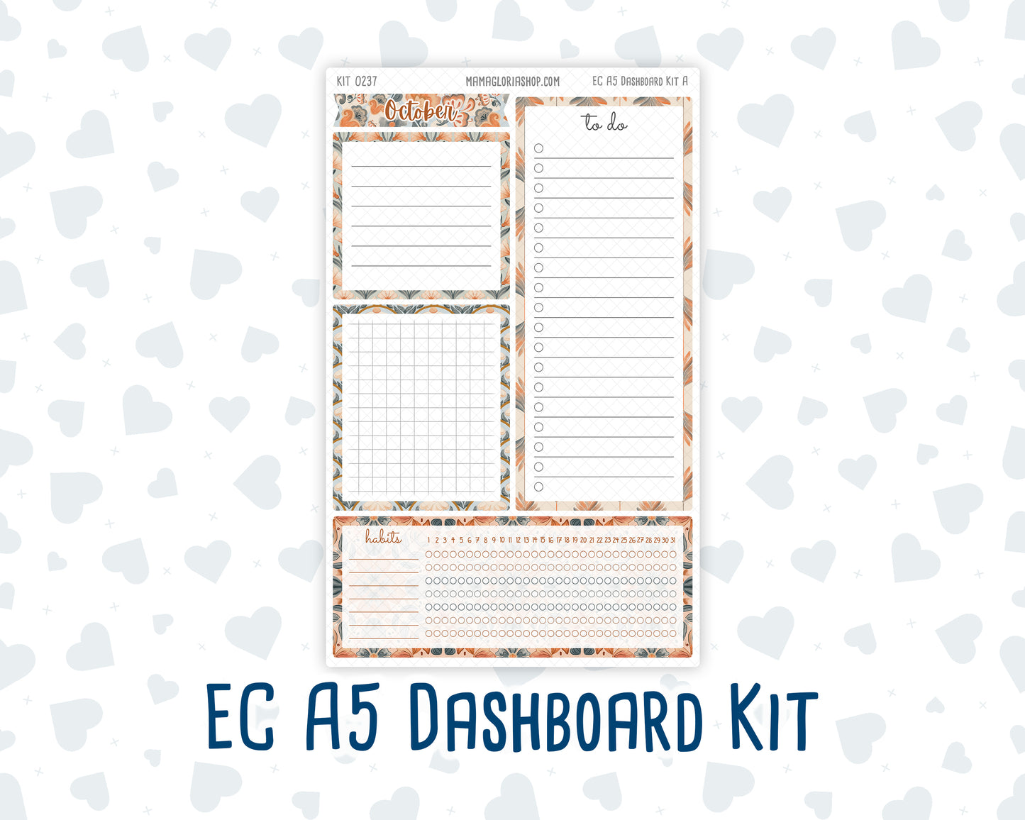 Kit 0237 - A5 - EC Notes Pages - October -Forest Falk - Dashboard Kit | Productivity Page