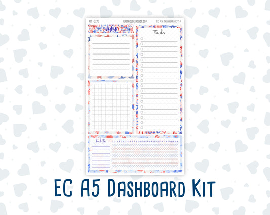 Kit 0273 - A5 - EC Notes Pages - Dashboard Kit | Productivity Page - July - Americana In Bloom