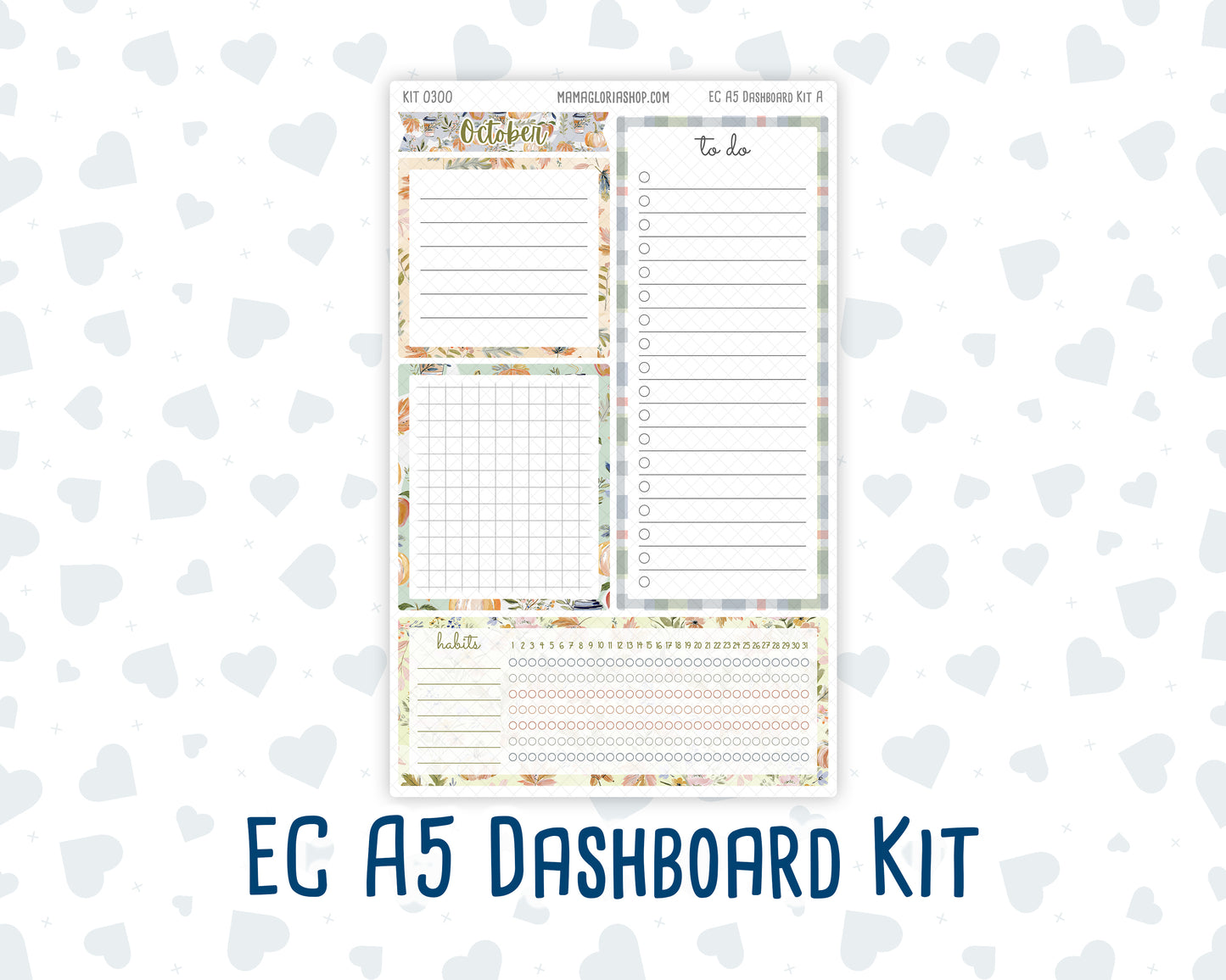 Kit 0300 - A5 - EC Notes Pages - Dashboard Kit | Productivity Page - October - Autumn Stroll