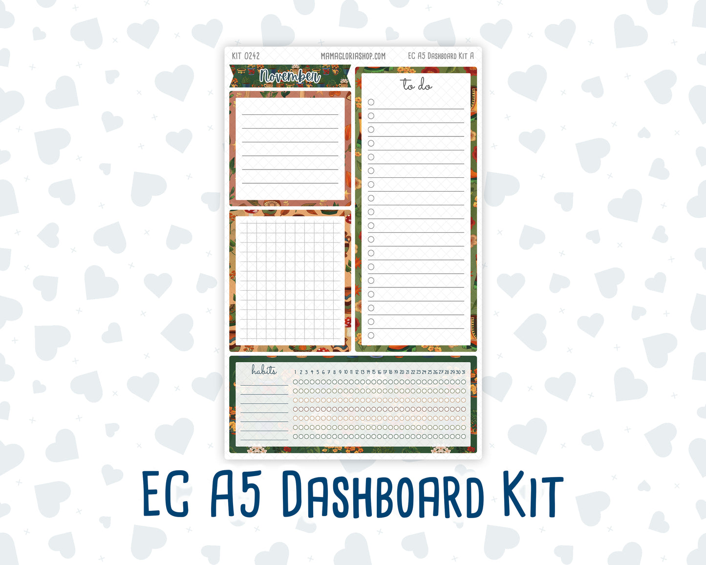 Kit 0242- A5 - EC Notes Pages - November -Cottage Autumn - Dashboard Kit | Productivity Page