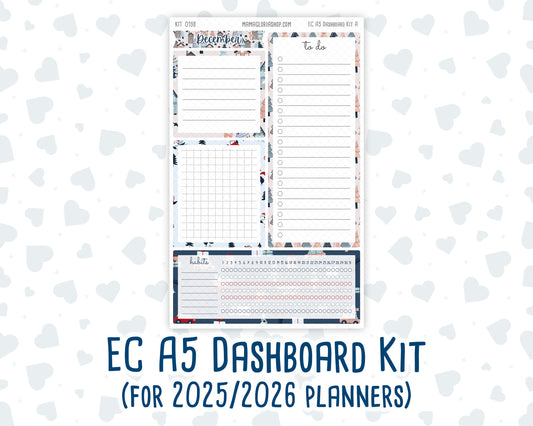 Kit 0198 - A5 - EC Notes Pages - December - Holiday Village - Dashboard Kit | Productivity Page