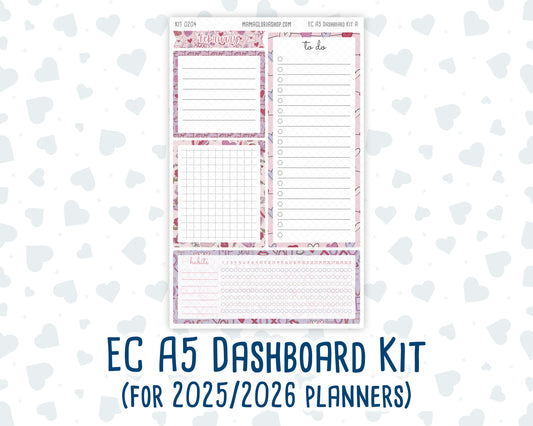 Kit 0204 - A5 - EC Notes Pages - February- Valentines Garden - Dashboard Kit | Productivity Page