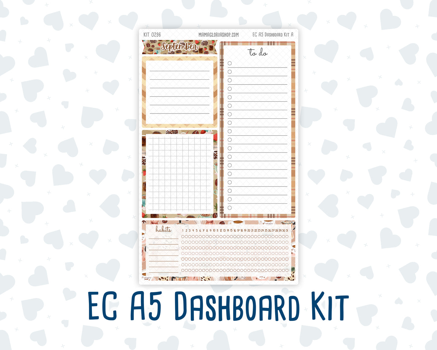 Kit 0296 - A5 - EC Notes Pages - Dashboard Kit | Productivity Page - September - Coffee Break