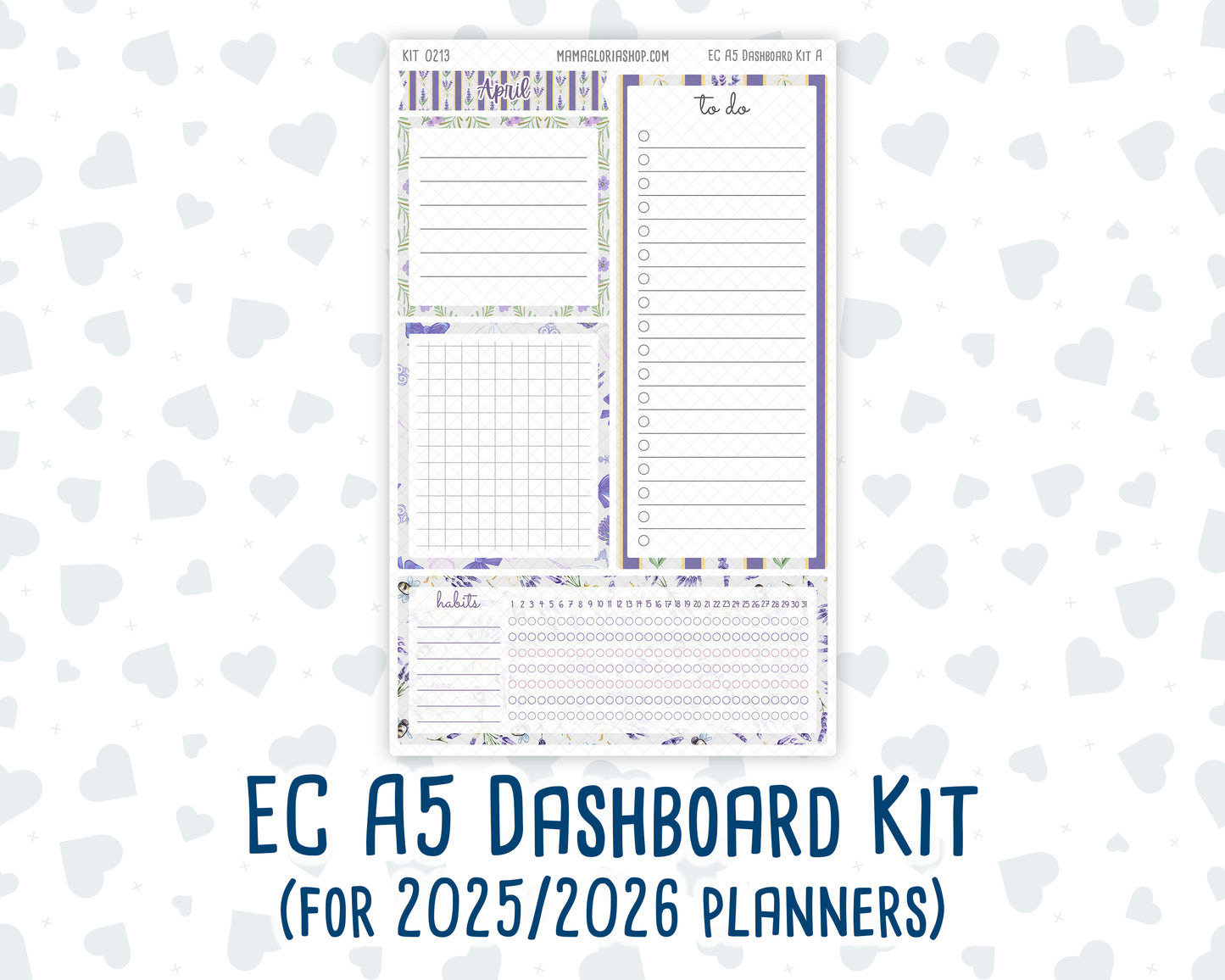 Kit 0213 - A5 - EC Notes Pages - April - Provence - Dashboard Kit | Productivity Page