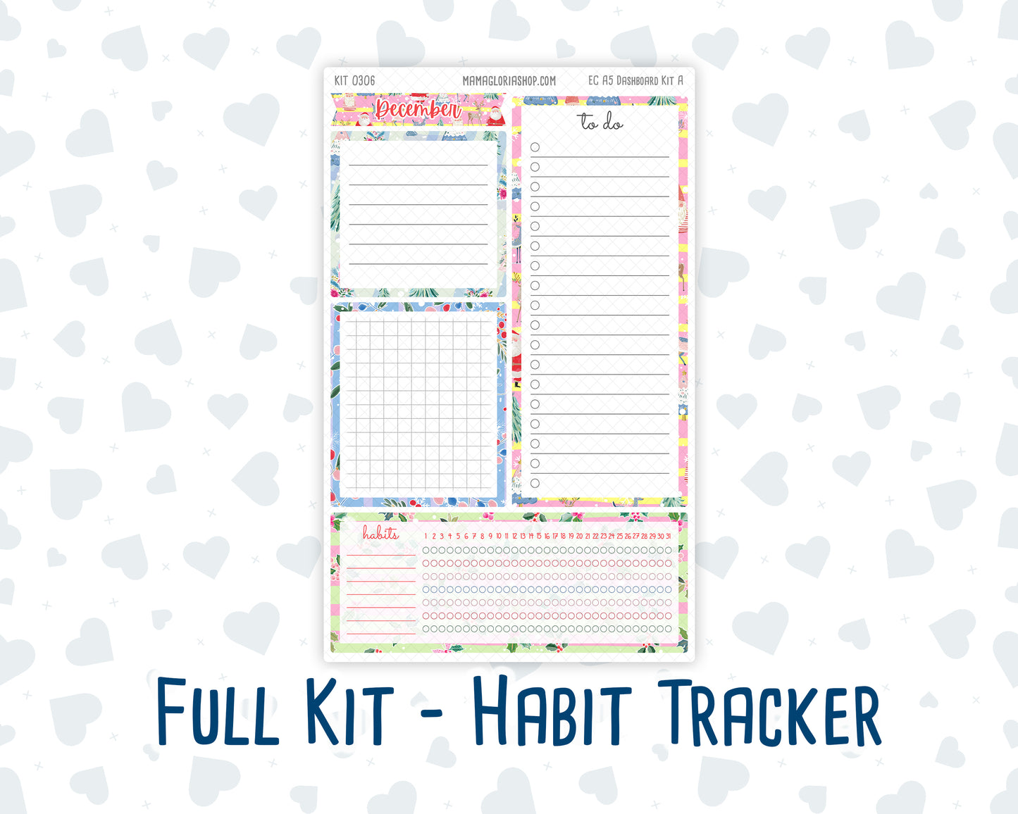 Kit 0306 - A5 - EC Notes Pages - Dashboard Kit | Productivity Page - December - Jolly Mischief